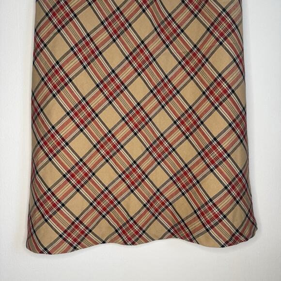 NWT Sag Harbor Plaid Bias Midi Skirt Camel Red Tartan Lined Vintage Y2K Size 8 - Picture 2 of 12